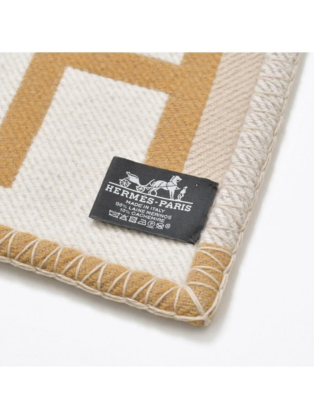 Hermes Avalon Blanket Beige Brown Wool Cashmere